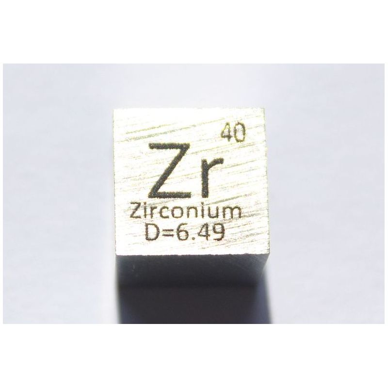 Zirkonium Zr metallikuutio 10x10mm kiillotettu 99,2% puhtaus kuutio