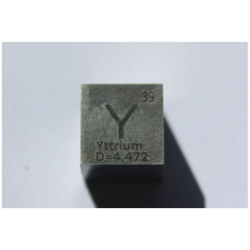 Yttrium Y metallikuutio 10x10mm kiillotettu 99,9% puhtausaste kuutio